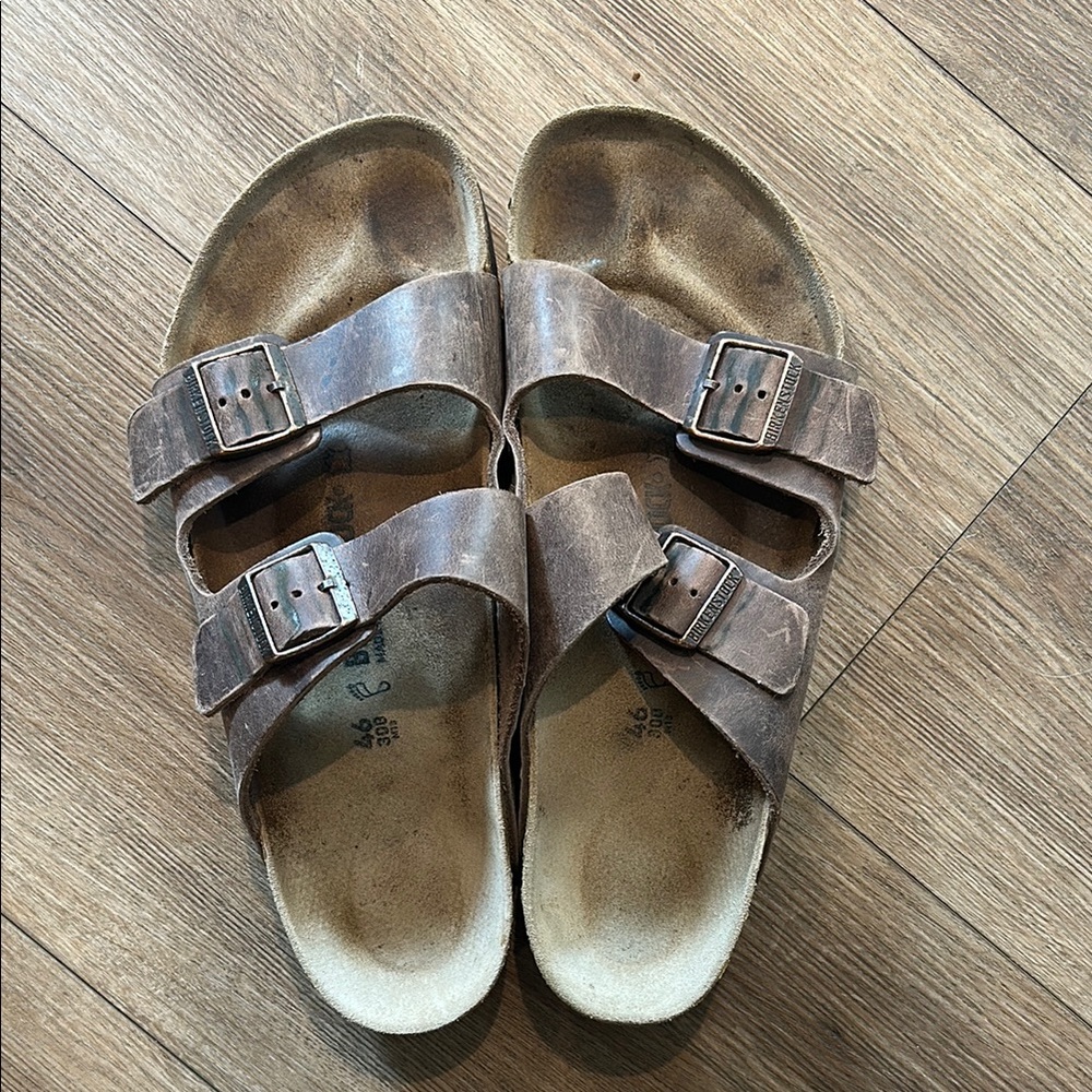 Birkenstock Brown Double-Strap Slide Sandal